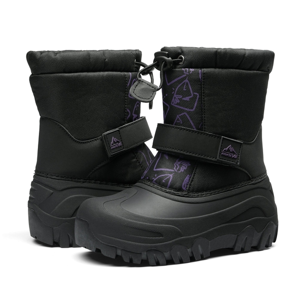 Kids Waterpproof Winter Snow Boots - BLACK PURPLE - 3